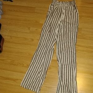 linen, wide leg, striped pants